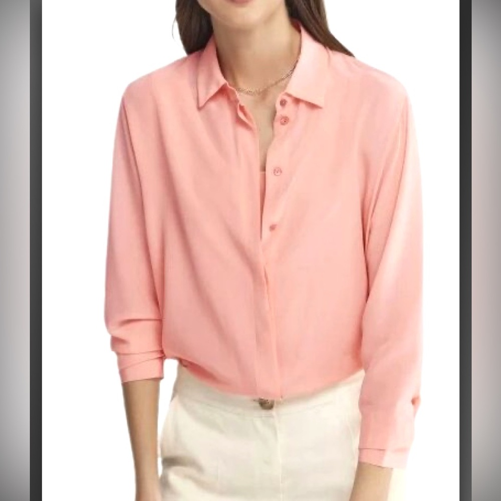 NWT 100% silk peach pink button up shirt from Falconeri